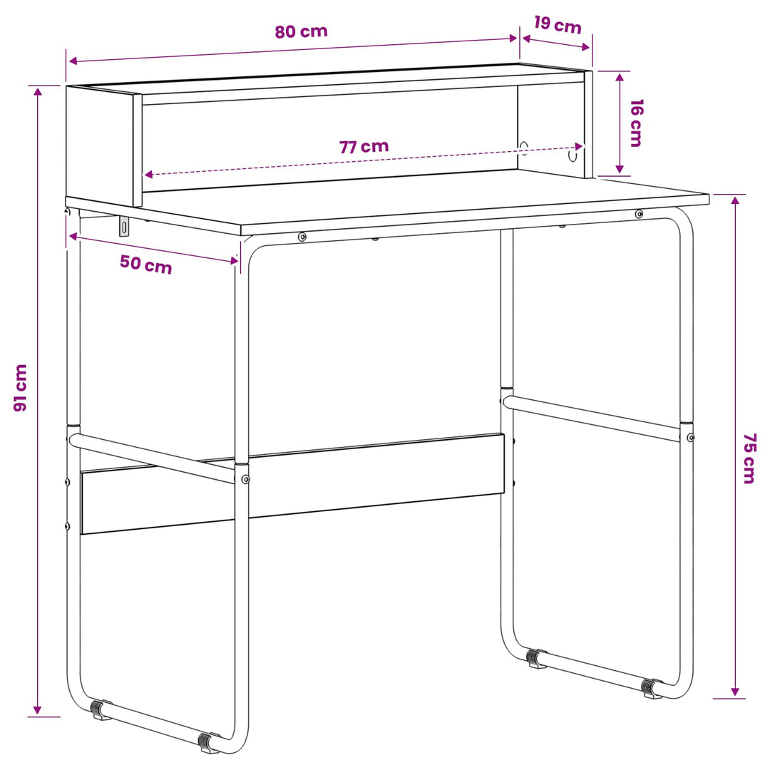 Skrivebord med opbevaring Røget eg 80 x 50 x 91 cm