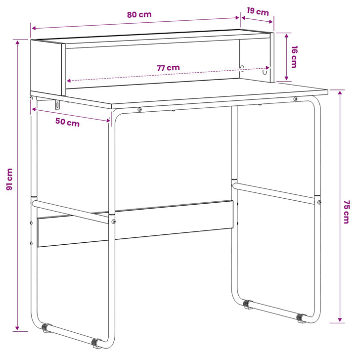 Skrivebord med opbevaring Egetræ 80 x 50 x 91 cm
