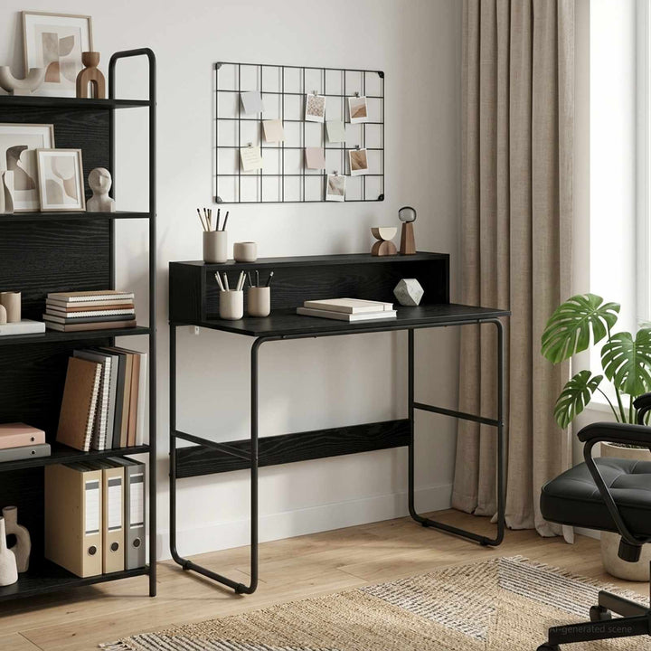 Skrivebord med opbevaring Sort eg 100 x 50 x 91 cm