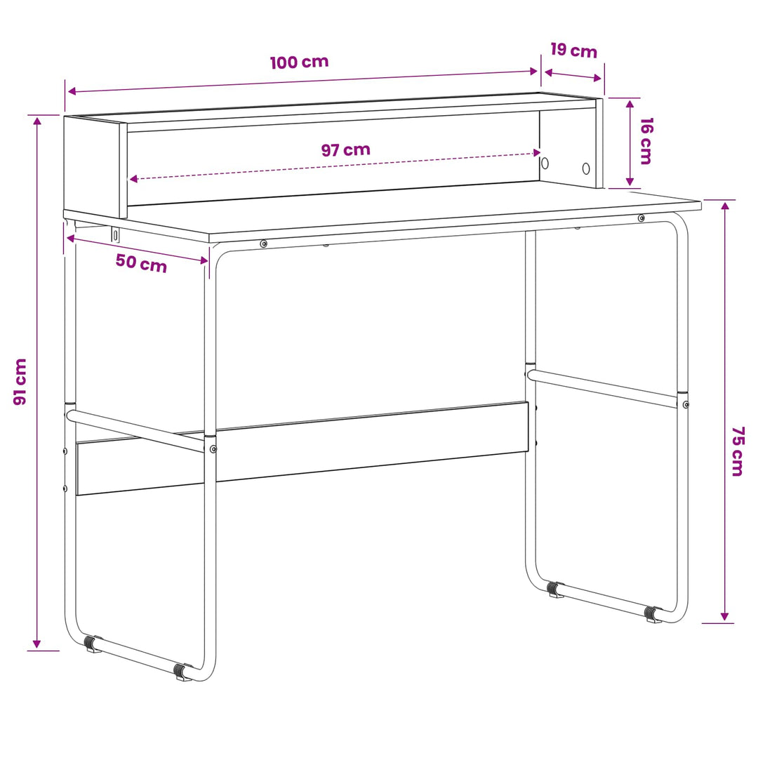 Skrivebord med opbevaring Sort eg 100 x 50 x 91 cm