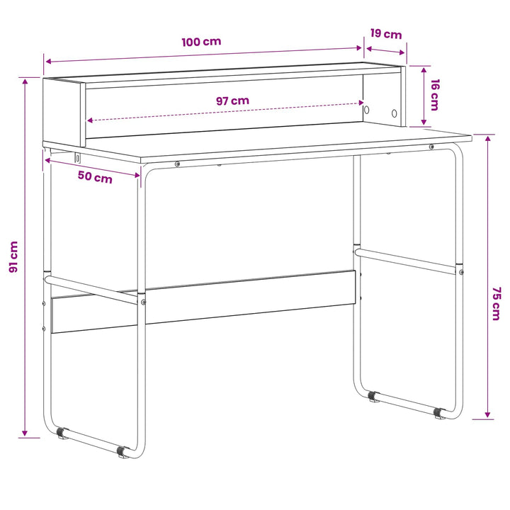 Skrivebord med opbevaring Artisan-eg 100 x 50 x 91 cm