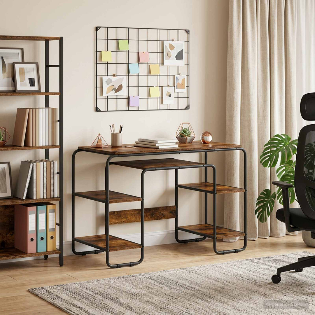 Skrivebord med opbevaring Røget eg 113,5 x 52 x 75,5 cm