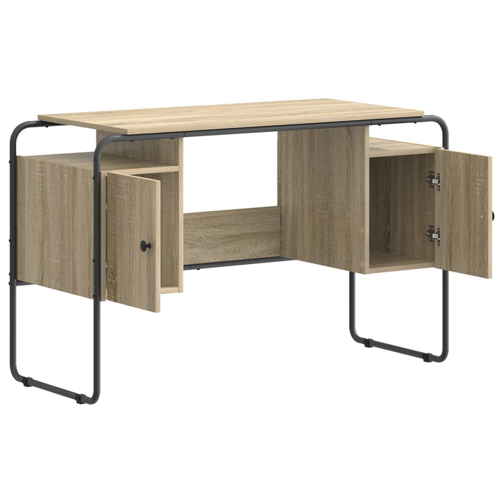 Skrivebord med opbevaring Sonoma-eg 120 x 50,5 x 75,5 cm