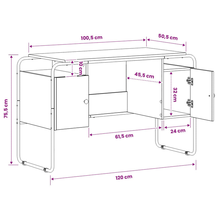 Skrivebord med opbevaring Røget eg 120 x 50,5 x 75,5 cm