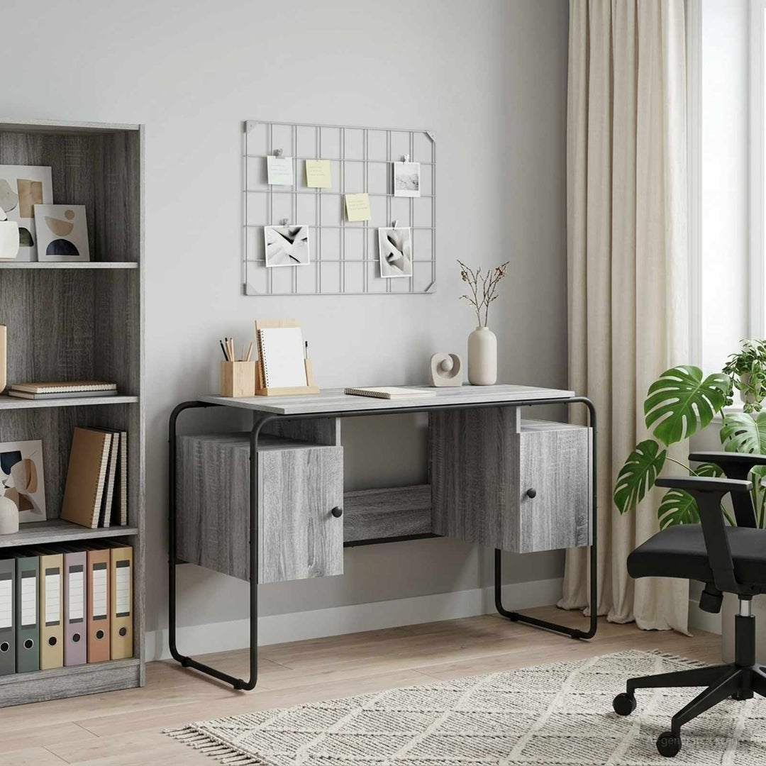 Skrivebord med opbevaring Grå Sonoma 120 x 50,5 x 75,5 cm