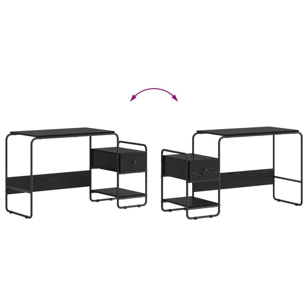 Skrivebord med opbevaring Sort eg 131,5 x 50 x 75,5 cm