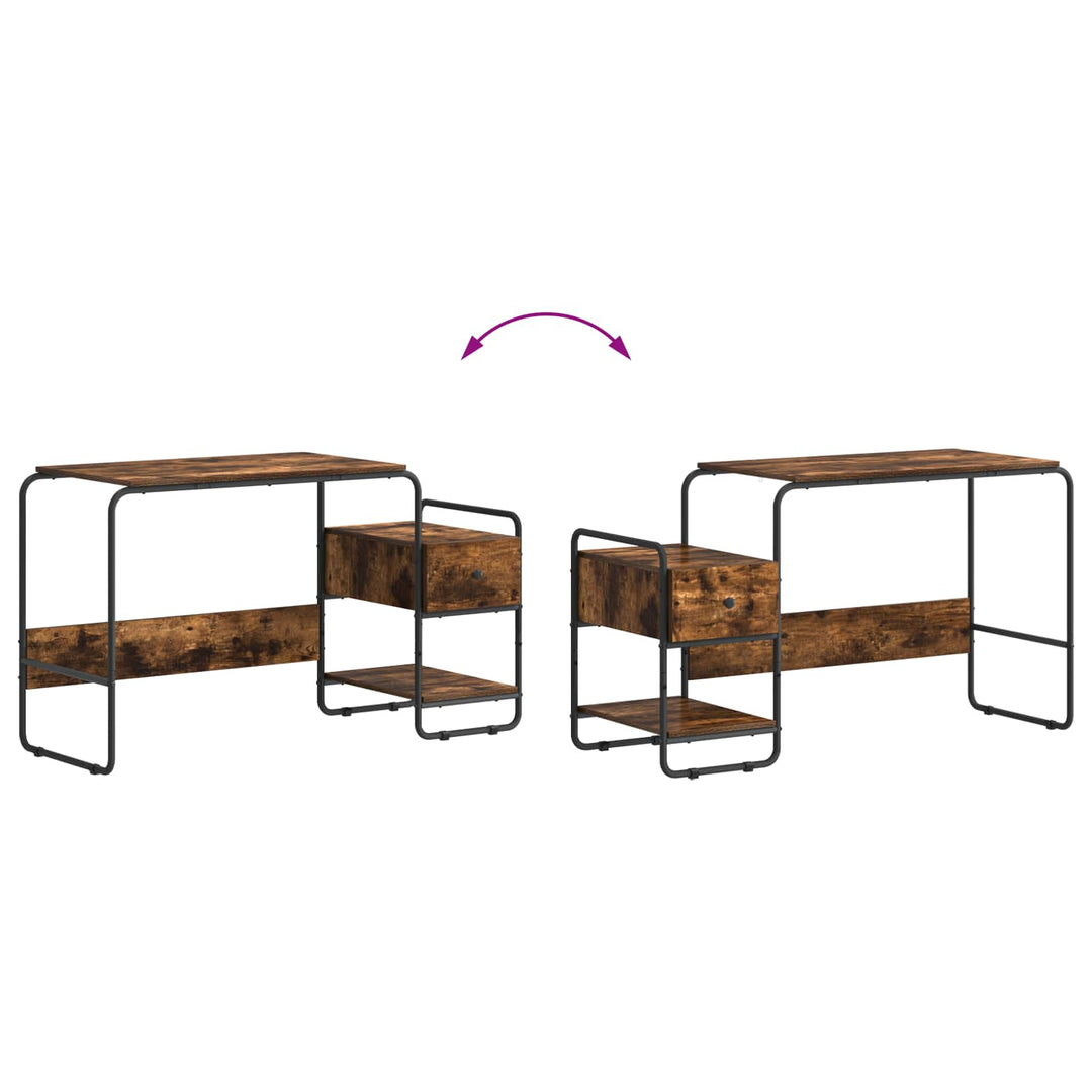 Skrivebord med opbevaring Røget eg 131,5 x 50 x 75,5 cm