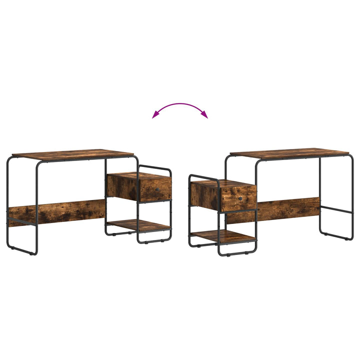 Skrivebord med opbevaring Røget eg 131,5 x 50 x 75,5 cm