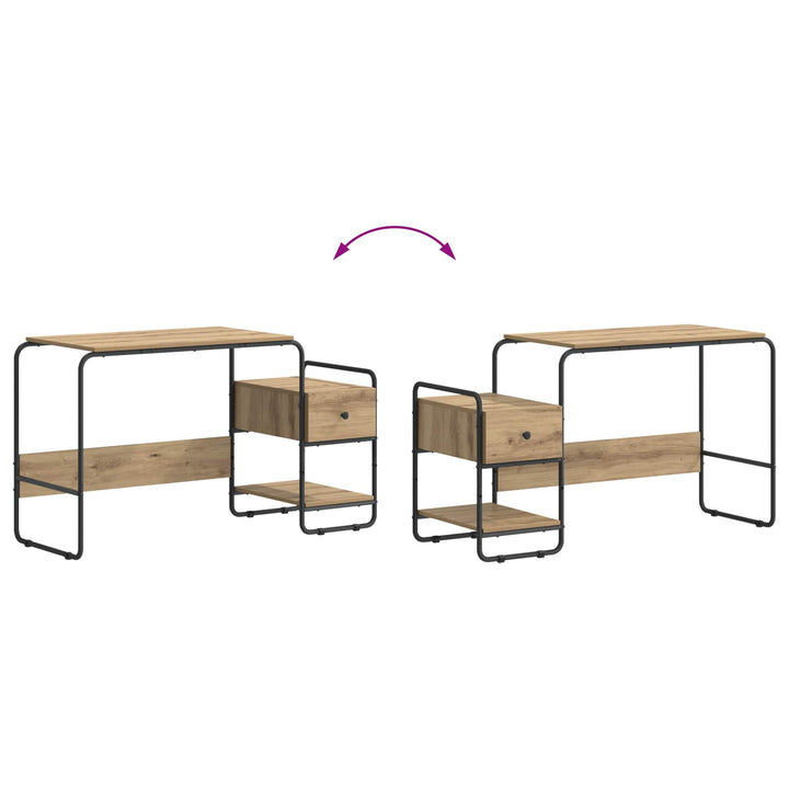Skrivebord med opbevaring Artisan-eg 131,5 x 50 x 75,5 cm