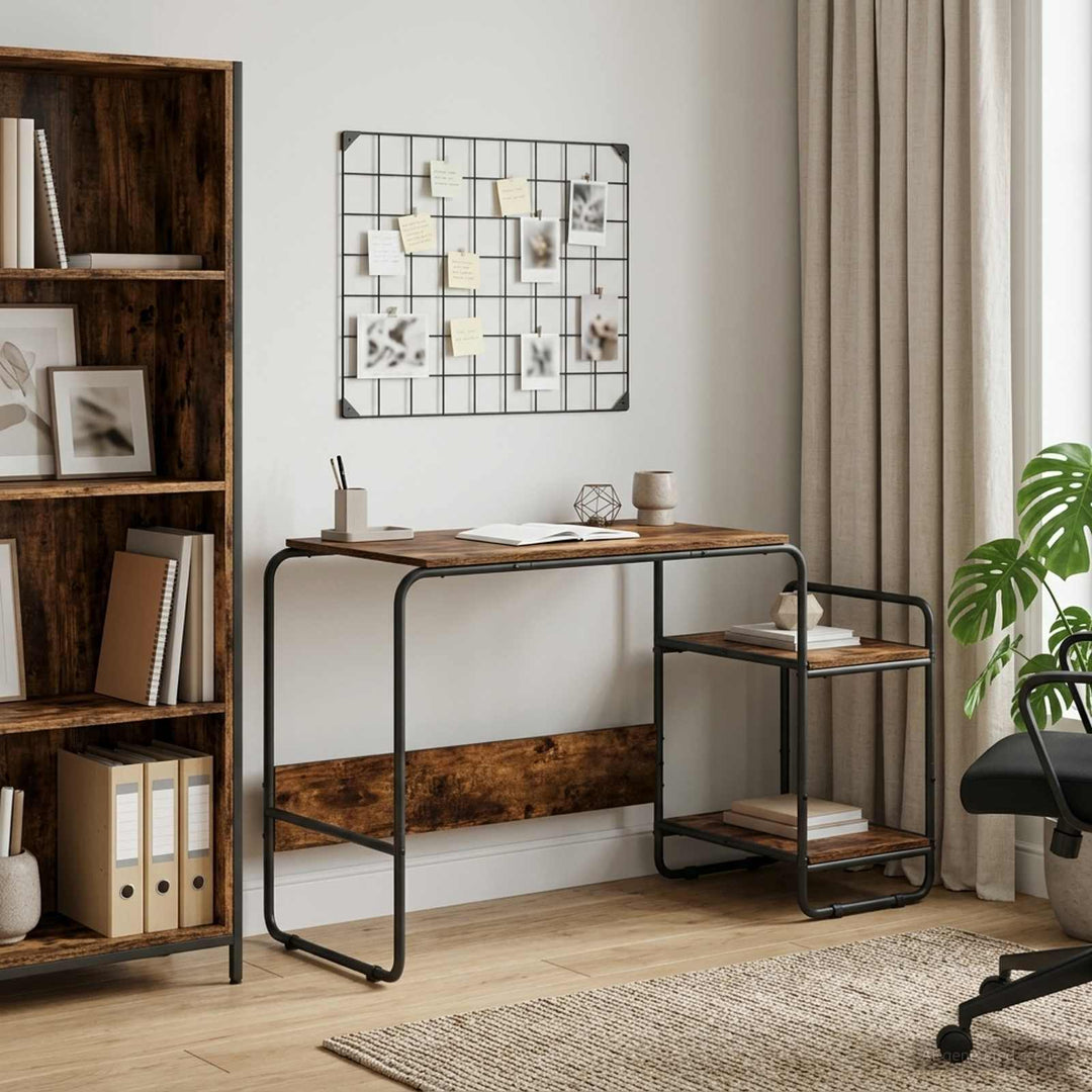 Skrivebord med opbevaring Røget eg 131,5 x 50 x 75,5 cm