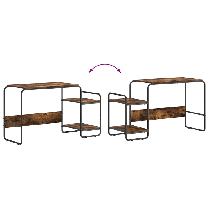Skrivebord med opbevaring Røget eg 131,5 x 50 x 75,5 cm