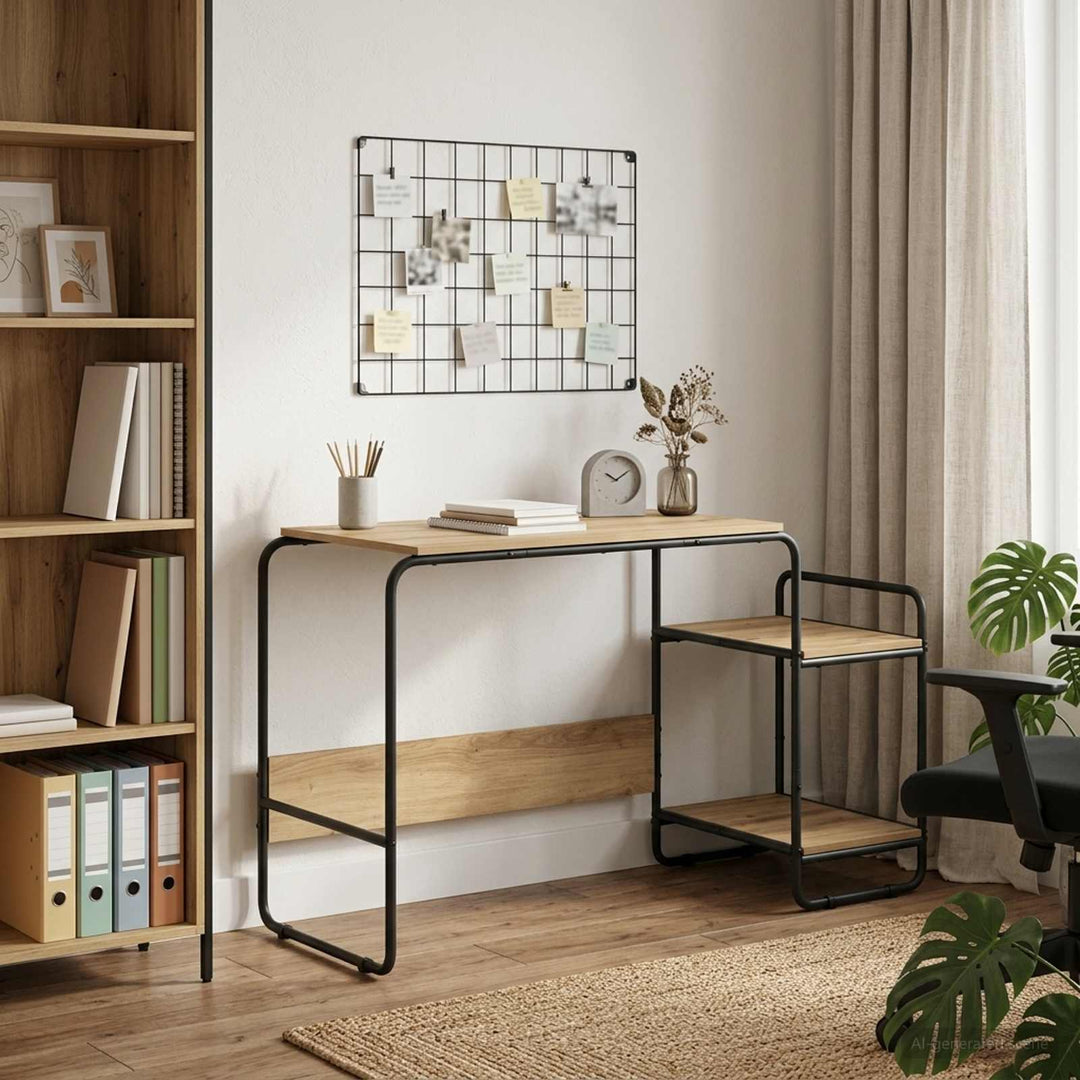 Skrivebord med opbevaring Artisan-eg 131,5 x 50 x 75,5 cm