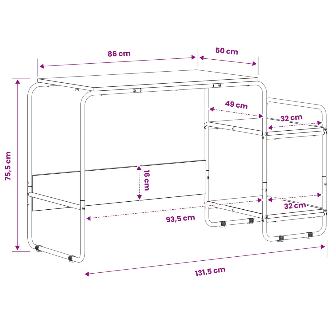 Skrivebord med opbevaring Artisan-eg 131,5 x 50 x 75,5 cm