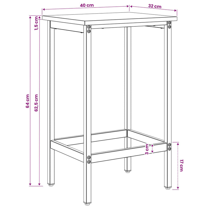 Barbænk Røget eg 40 x 32 x 64 cm Konstrueret træ