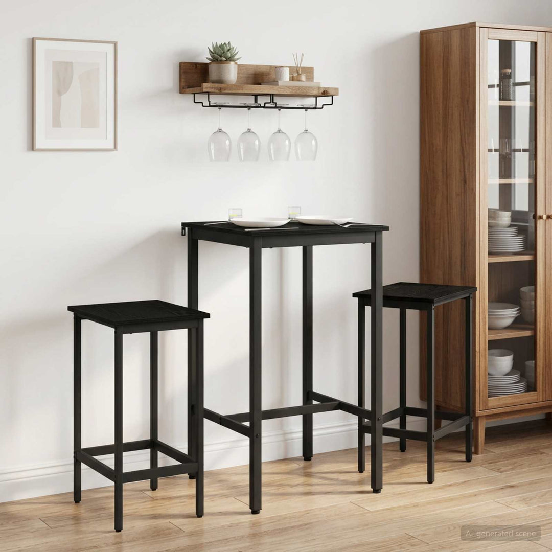 Barbænk 2 stk. Sort eg 40 x 32 x 74 cm Konstrueret træ