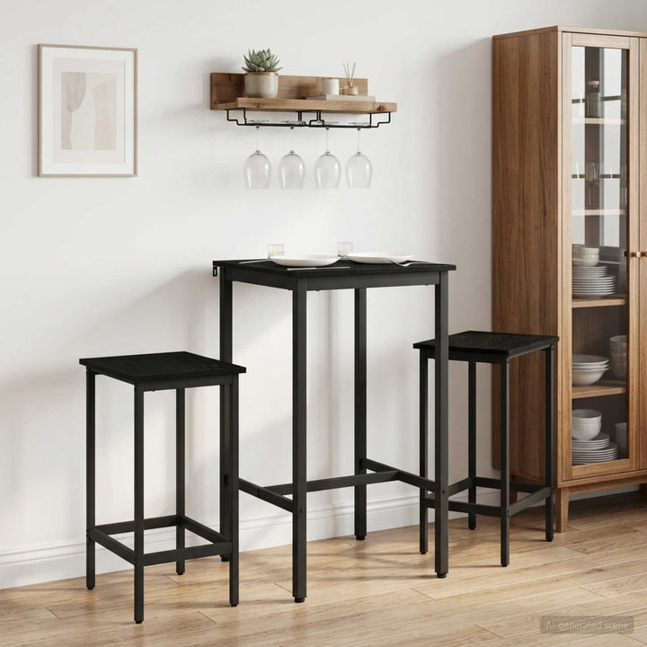 Barbænk 2 stk. Sort eg 40 x 32 x 74 cm Konstrueret træ