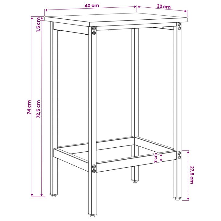 Barbænk Artisan-eg 40 x 32 x 74 cm Konstrueret træ