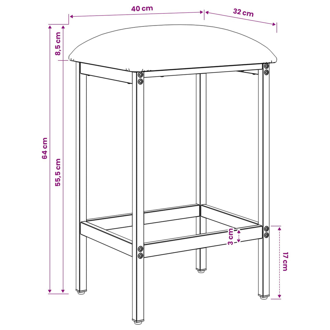 Barbænk Sort 40 x 32 x 64 cm Konstrueret træ