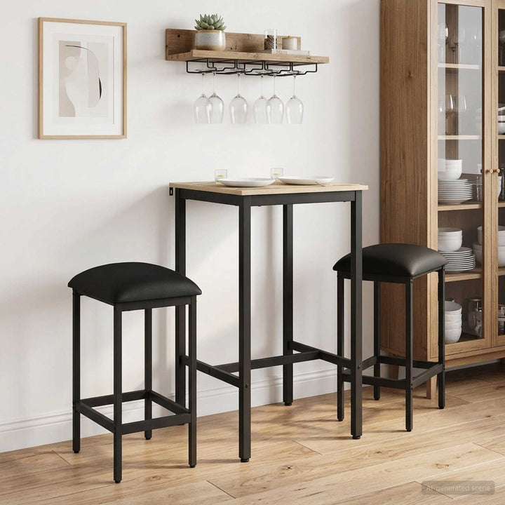 Barbænk 2 stk. Sort 40 x 32 x 64 cm Konstrueret træ