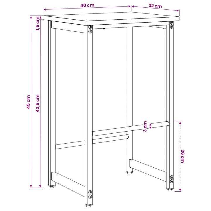 Barbænk 2 stk. Røget eg 40 x 32 x 64 cm Konstrueret træ
