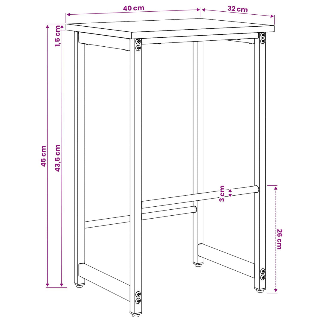 Barbænk Gammelt træ 40 x 32 x 64 cm Konstrueret træ