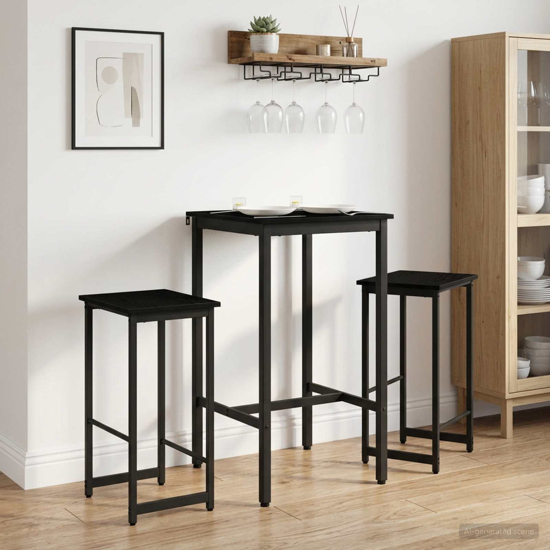 Barbænk 2 stk. Sort eg 40 x 32 x 74 cm Konstrueret træ
