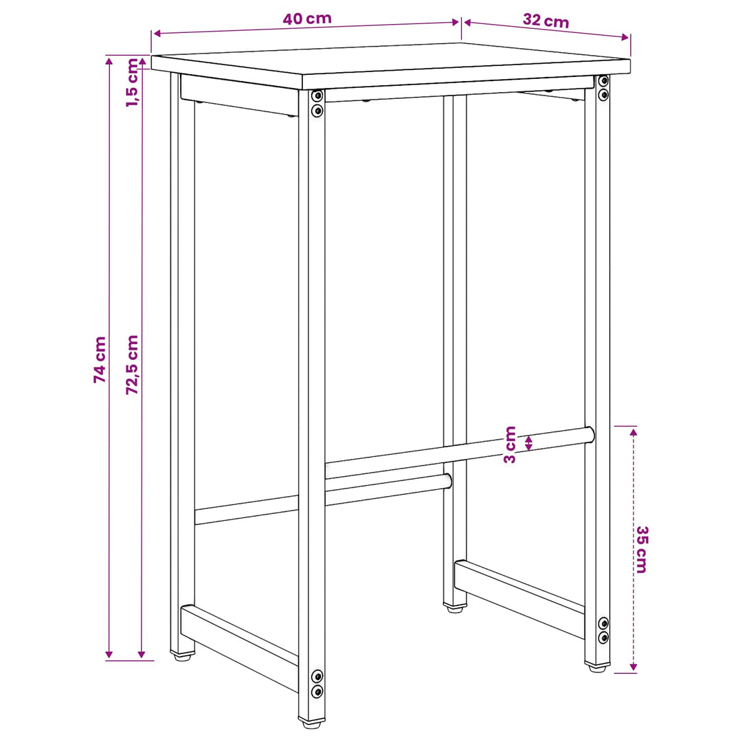 Barbænk Røget eg 40 x 32 x 74 cm Konstrueret træ