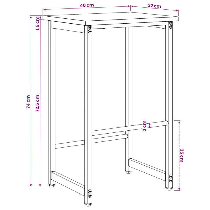 Barbænk Røget eg 40 x 32 x 74 cm Konstrueret træ