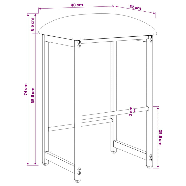 Barbænk Sort 40 x 32 x 74 cm Konstrueret træ