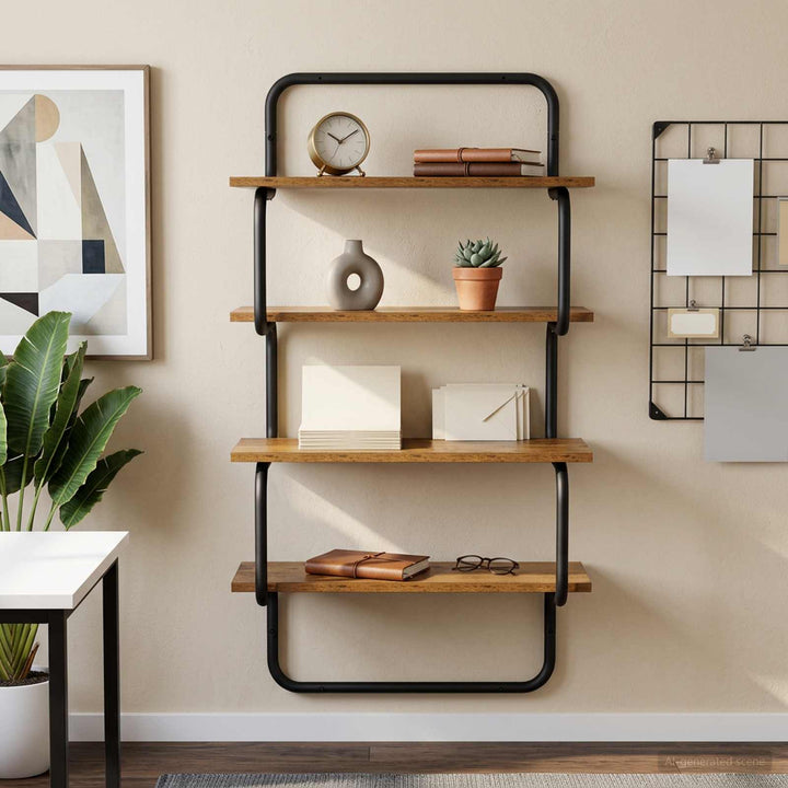 4-lags væghylde Gammelt træ 60 x 24,5 x 104 cm Konstrueret træ