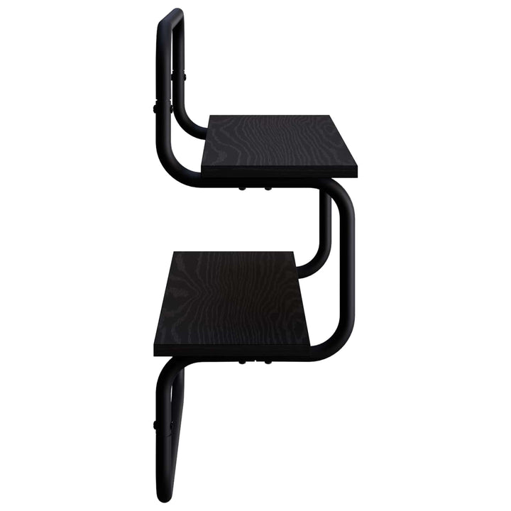 Væghylde i 2 niveauer Sort eg 60 x 24,5 x 61 cm Konstrueret træ