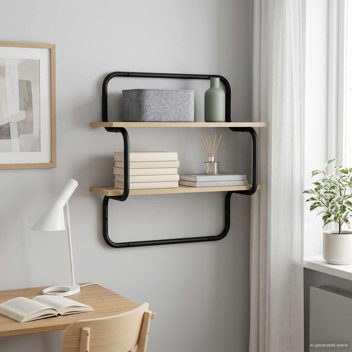 Væghylde med 2 niveauer Sonoma-eg 60 x 24,5 x 61 cm