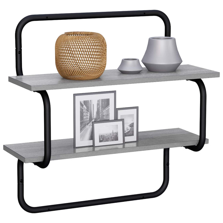 Væghylde i 2 niveauer Grå Sonoma 60 x 24,5 x 61 cm