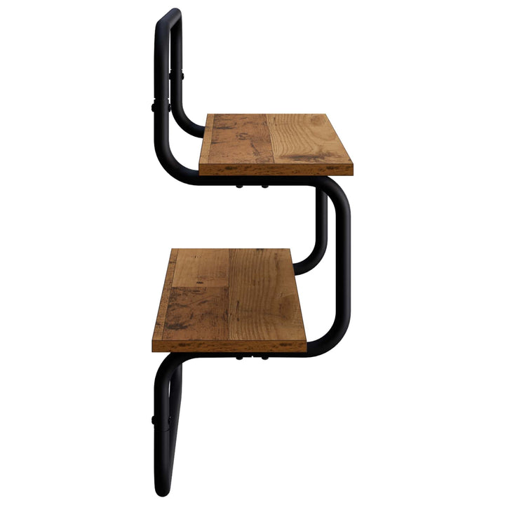 2-etagers væghylde Gammelt træ 60 x 24,5 x 61 cm