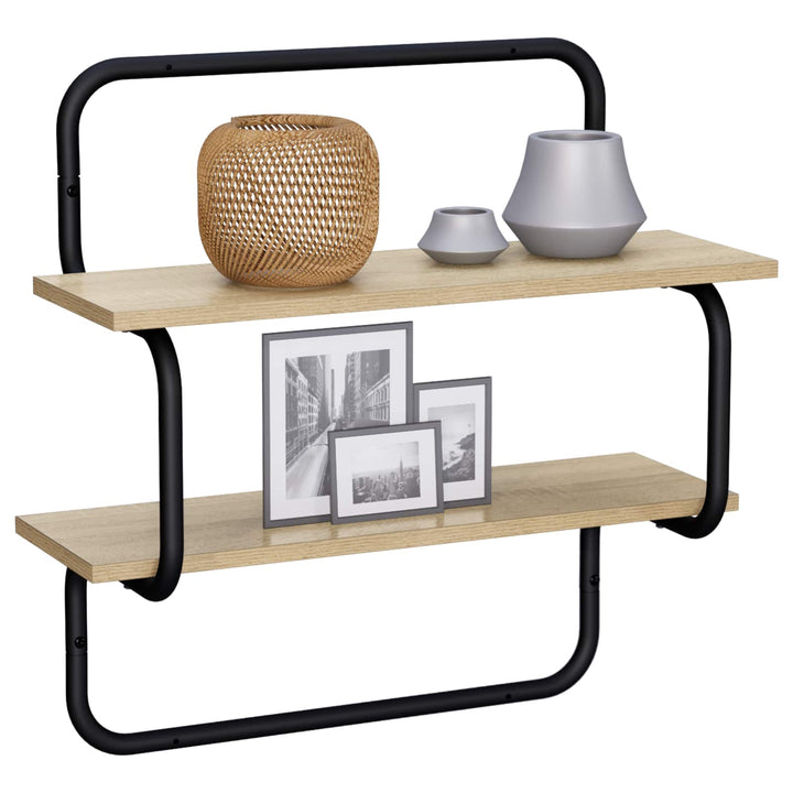 2-etagers væghylde Sonoma-eg 40 x 24,5 x 61 cm Konstrueret træ