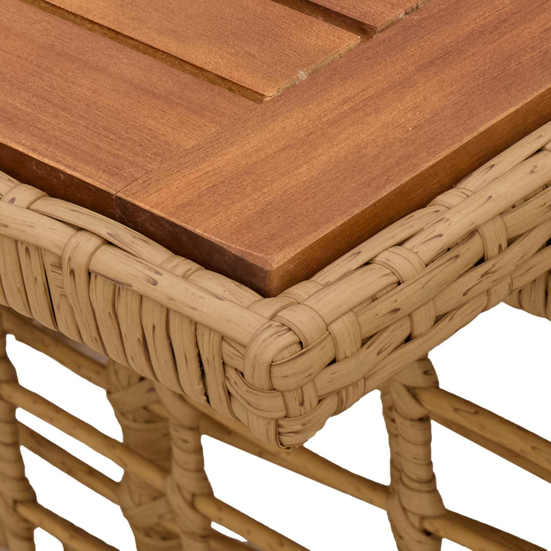 Havemøbel Bord Naturfarvet 100 x 55 x 37 cm PE Rattan og Glas