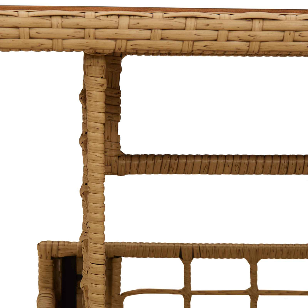 Havemøbel Bord Naturfarvet 100 x 55 x 37 cm PE Rattan og Glas