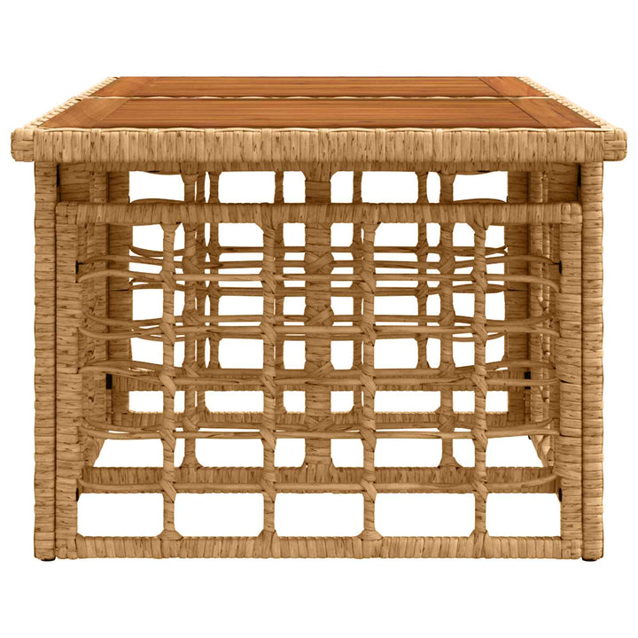 Havemøbel Bord Naturfarvet 100 x 55 x 37 cm PE Rattan og Glas