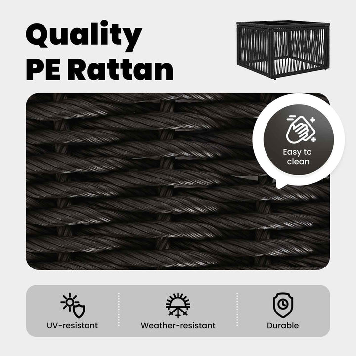 Havemøbel Bord Sort 55 x 55 x 37 cm PE Rattan og Glas