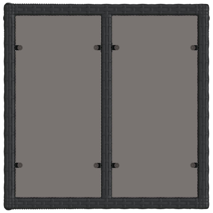 Havemøbel Bord Sort 55 x 55 x 37 cm PE Rattan og Glas