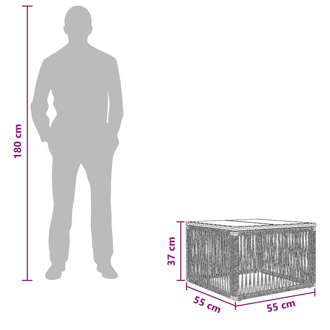 Havemøbel Bord Grå og sort 55 x 55 x 37 cm PE Rattan og Glas
