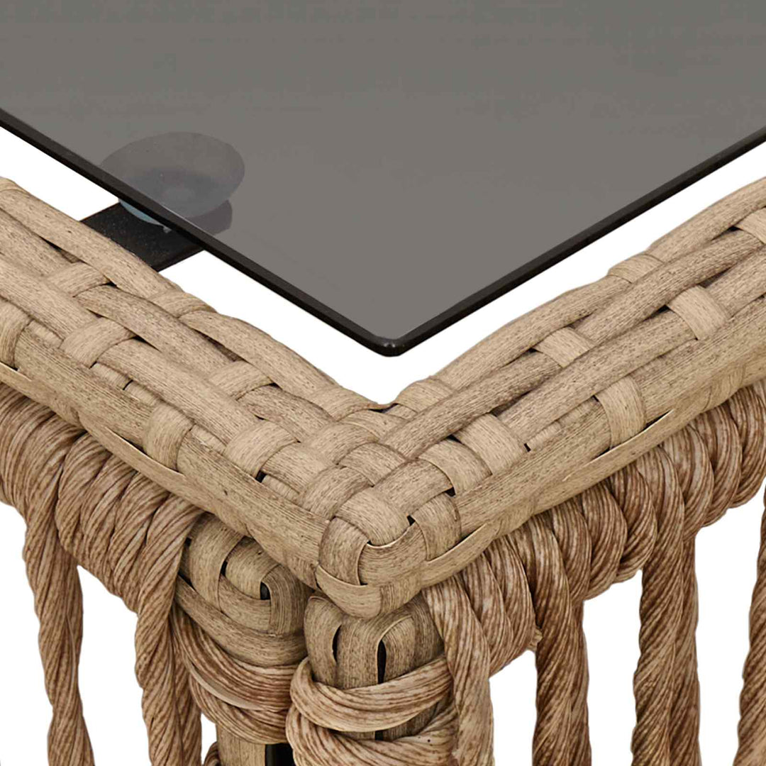 Havemøbel Bord Beige og sort 55 x 55 x 37 cm PE Rattan og Glas