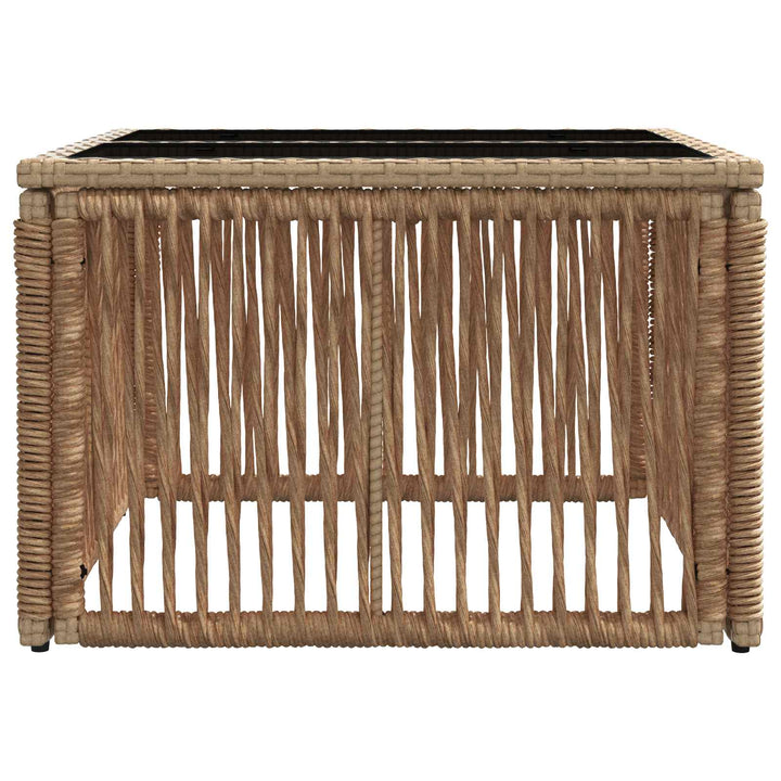 Havemøbel Bord Beige og sort 55 x 55 x 37 cm PE Rattan og Glas