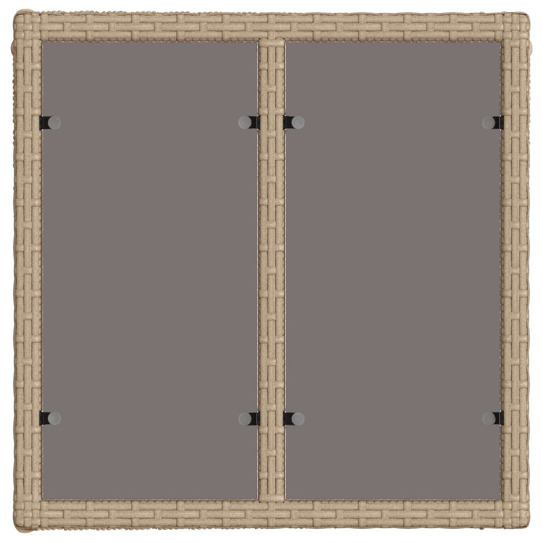 Havemøbel Bord Beige og sort 55 x 55 x 37 cm PE Rattan og Glas