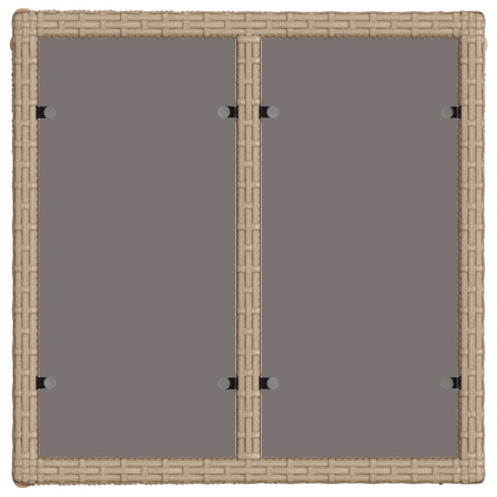 Havemøbel Bord Beige og sort 55 x 55 x 37 cm PE Rattan og Glas