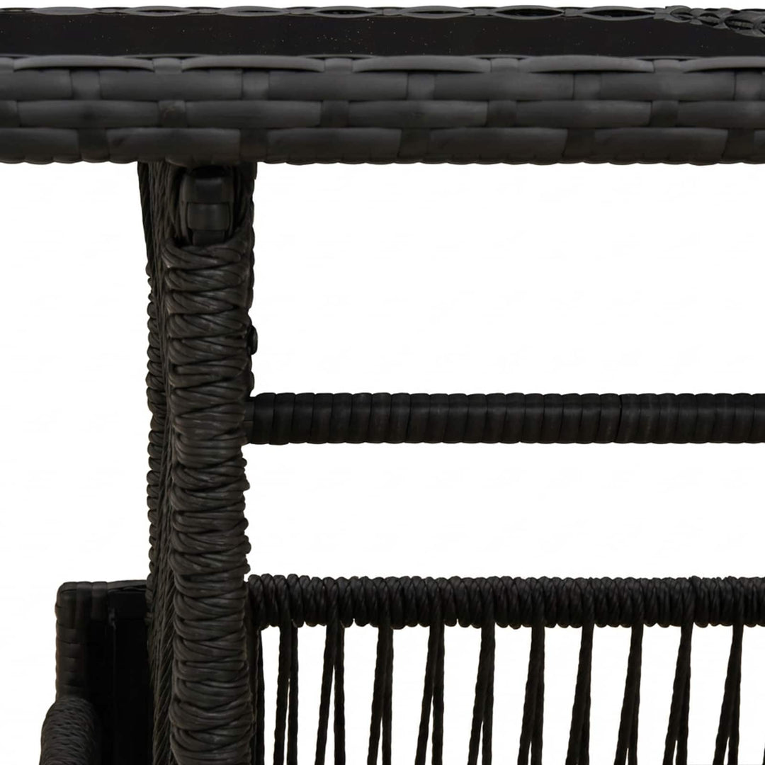 Havemøbel Bord Sort 100 x 55 x 37 cm PE Rattan og Glas