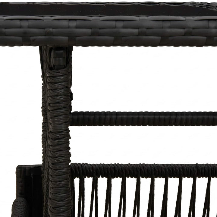 Havemøbel Bord Sort 100 x 55 x 37 cm PE Rattan og Glas