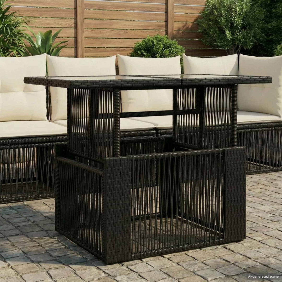 Havemøbel Bord Sort 100 x 55 x 37 cm PE Rattan og Glas