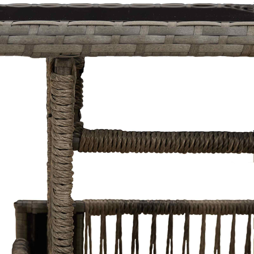 Havemøbel Bord Grå 100 x 55 x 37 cm PE Rattan og Glas
