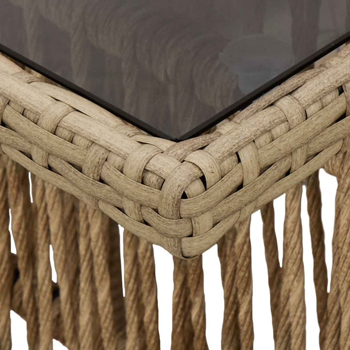 Havemøbel Bord Beige 100 x 55 x 37 cm PE Rattan og Glas